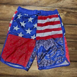 Academy, LTD Youth Flag Graphic Swim Trunks M{10-12}
